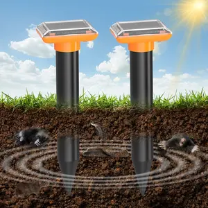 Solar Powered Ultrasonic Mole Repeller with Beep & Vibration, Outdoor Waterproof Animal Deterrent for Lawn Garden Yard