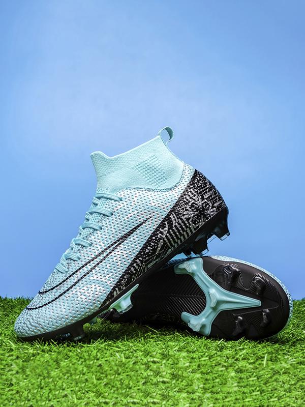 Men's All Over Print Sports Football Shoes, Lace Up Soccer Shoes, Football Cleats, Outdoor Sports Shoes for Men, Professional Training Shoes, Football Field Boots