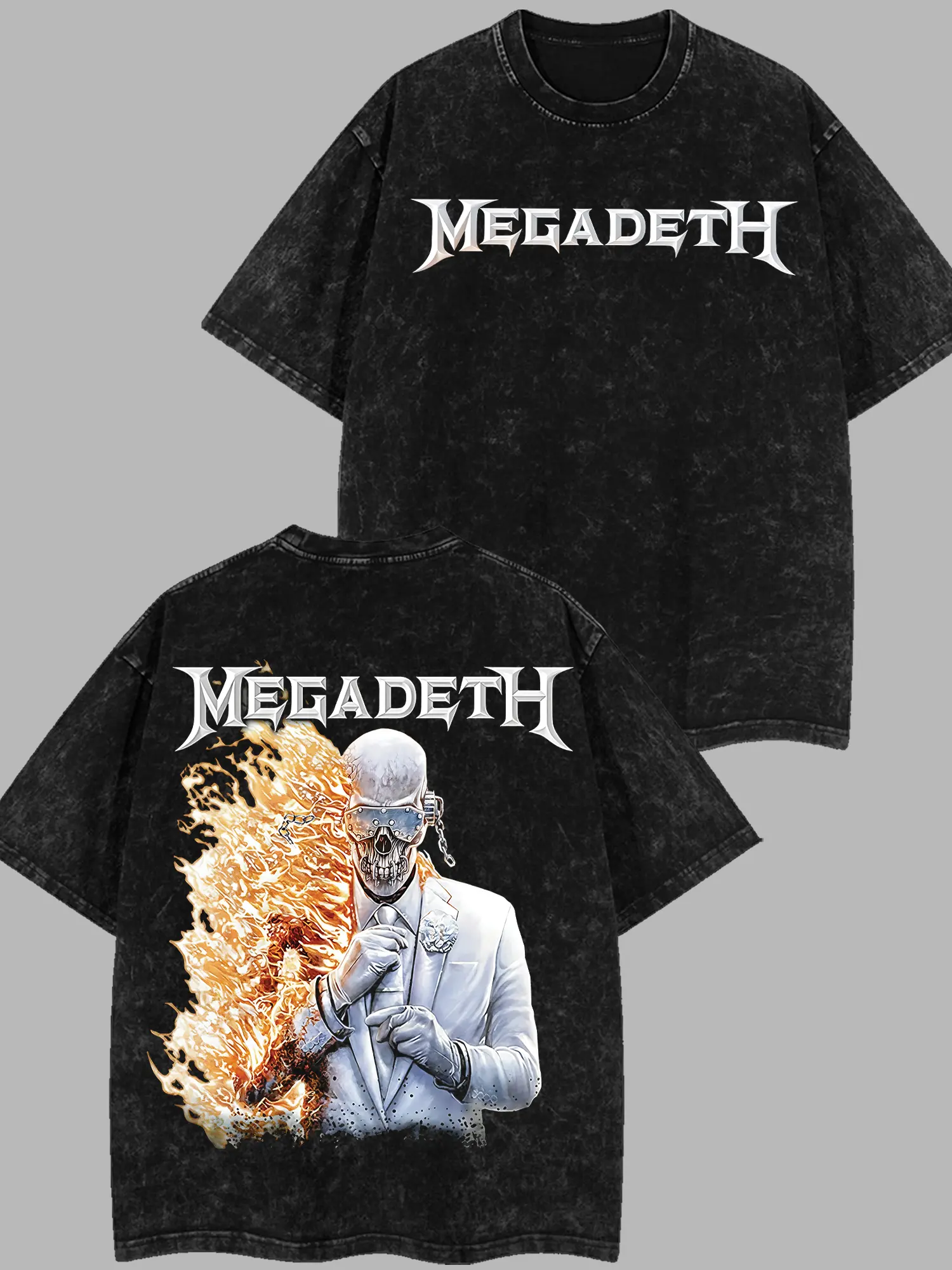 [$$$MANLIFE] Megadeth 'Flaming Vic Rattlehead' Retro Unisex Acid Washed Hoodie T-Shirt – KILLING ROAD World Tour Rock Thrash Metal Cotton Washed Tee, Heavy Metal Rock Band Washed Shirt, Oversized Vintage Tee, Heavy Metal Merch, Gift for Rock Fans