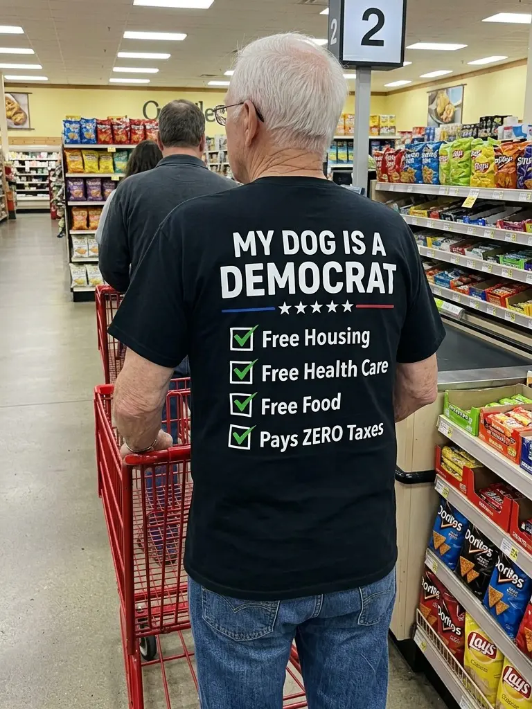 My Dogs Is A Democr Funny T-Shirt, MensShirts Funny, Conservative Political Graphic