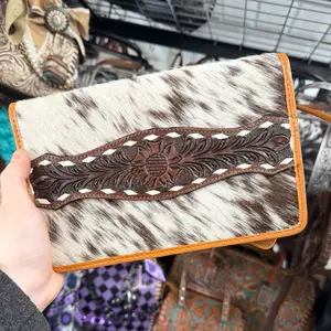 Genuine cowhide & leather clutch/wallet- Tan