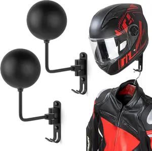 2 Pack 180 °   Rotation Helmet Holder Wall Mount, Helmet Hanger for Motorcycle Bike Racing, Suitable for Outerwear Sports Gear Display, Motorcycle Accessories