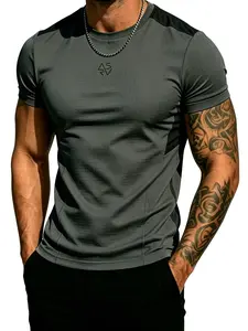 Men's Short Sleeve T-Shirt, American Polyester Breathable Quick-Dry, Summer High Elastic Fitness Sports Top, Outdoor Running, Athletic Tops, Fitness Apparel