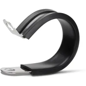 12 Pack 2 Inch Stainless Steel Cable Clamp, Rubber Cushioned Insulated Clamp, Conduit Wire Holder Strap Clips for Tube, Pipe, Cord Installation