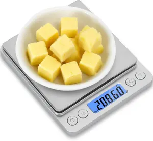 Gram Scale 500g x 0.01g Precision, Digital Mini Pocket Size Portable Scale with Two Trays Nine Units, LCD Display Stainless Steel Platform for Weighing Jewelry Cooking Baking
