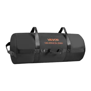 【FathersDayGift】 VEVOR Unfilled Black Workout Sandbag, Heavy-Duty Workout Bag with Handles, 125-200 lbs Adjustable Slam Bag for Home Gym Strength Weight Training Cross-Training
