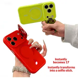 Matte Magnetic iPhone Case with Lens Stand & Camera Grip, Shockproof 17 Style Cover for 17 Pro Max/16 Pro Max/15 Pro/14/13/12