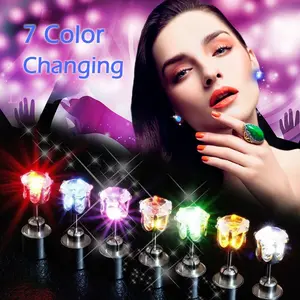 HOMEYA 1/2/3Pair Unisex Changing Color Light up LED Earrings Studs Flashing Rave Party Christmas Halloween