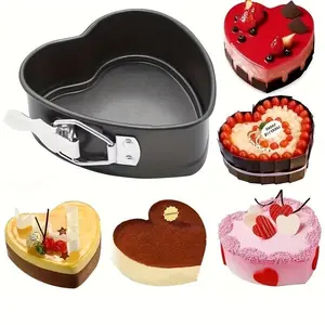 Heart-Shaped Removable Bottom Baking Pan (4.13 Inches), Non-Stick Spring Form, Ideal for Cheesecake, Omelets, Pudding Molds, Wedding Cakes