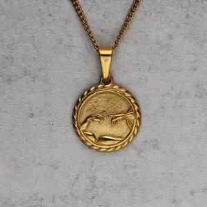 Gold Creation of Adam Pendant Chain Necklace