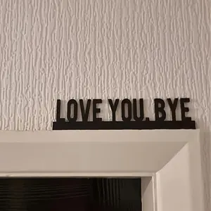 Classic Artificial Wood 'Love You. Bye' Sign, Geometric Wall Art for Living Room, Indoor Hanging Decoration, Unique Home Gift, Home Decor Products, Wall Decor Plaque, Decorative Wall Sign