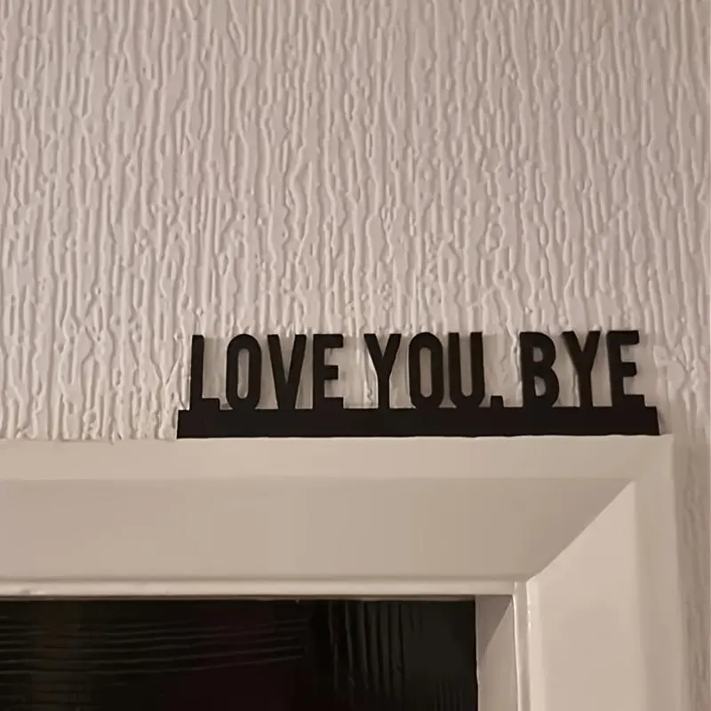 Classic Artificial Wood 'Love You. Bye' Sign, Geometric Wall Art for Living Room, Indoor Hanging Decoration, Unique Home Gift, Home Decor Products, Wall Decor Plaque, Decorative Wall Sign, Living Room Decorations, Home Decor Gifts