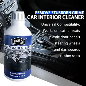 Multi-purpose foam cleaner cleans with one spray Car Interior Cleaner & Protectant, 16 oz Spray – Cleans and protects dashboard, leather, plastic, and trim; adjustable spray nozzle design; includes cleaning cloth and stain remover sponge (1 pack)