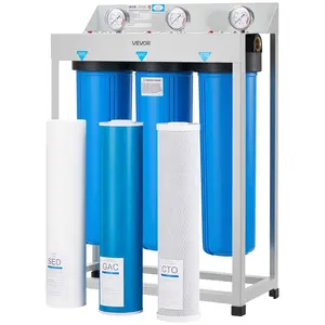 VEVOR  Whole House Water Filter System, 3-Stage| Sediment, GAC, CTO| 4.5" x 20" Home Water Purifier Filter Reduce Chlorine, Chemicals, VOCs, Bad Taste, Odor, Rust