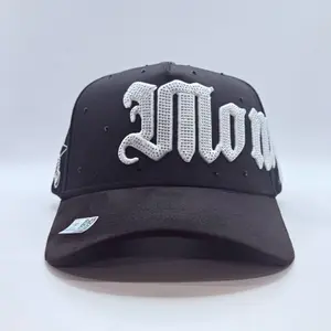 Girra Snapback Money CF - Black Baseball Cap with White Rhinestone Logo for Men