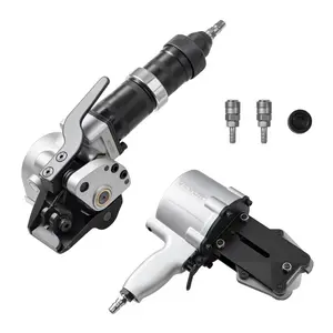 Pneumatic Steel Strapping Machine, 8500N Force Aluminum Alloy Tensioner-Cutter Sealer with Quick Connector, Heavy Duty Split Type Baler for 1.26 in Width Metal Belts, High Tensile Packaging Tool