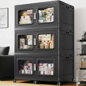 BROVIEW 50Qt-1200Qt Extra Large Storage Bins with Lid, Plastic Stackable Storage Bins with Wheels, Collapsible Closet Organizer and Storage Drawers,Multi-pack 1/3/4/5pack