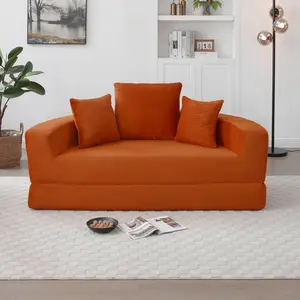 Convertible Sofa Couch Bed Multi-Functional Circular Bed Adjustable Futon Sofa No Assembly Compressed Corduroy Floor Lounge Sofa for Apartment Office Bedroom Living Room