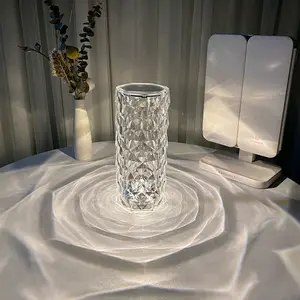 Nordic Crystal USB Table Lamb, Bedroom. Touch Dimmer 3 Color Modes. Rechargable Atmosphere Diamond Light