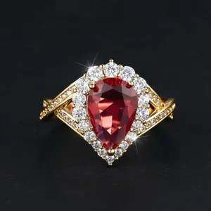 Rubi Red Teardrop Ring