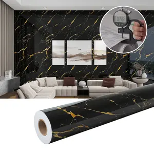1 Roll Peel and Stick Glossy Marble Pattern Wallpaper, Waterproof and Oil-Resistant Self-Adhesive Decoration for Kitchen, Bathroom and Living Room, Easy to Install DIY Home Upgrade