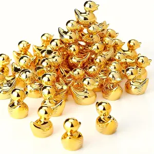 20 Mini Golden Ducks | Resin Mini Yellow Duck Statues, Loose Ducklings, Crafts, Doll House Decorations, Fairy Garden Landscapes, Christmas Party Gifts, Sculpture Desk Decor