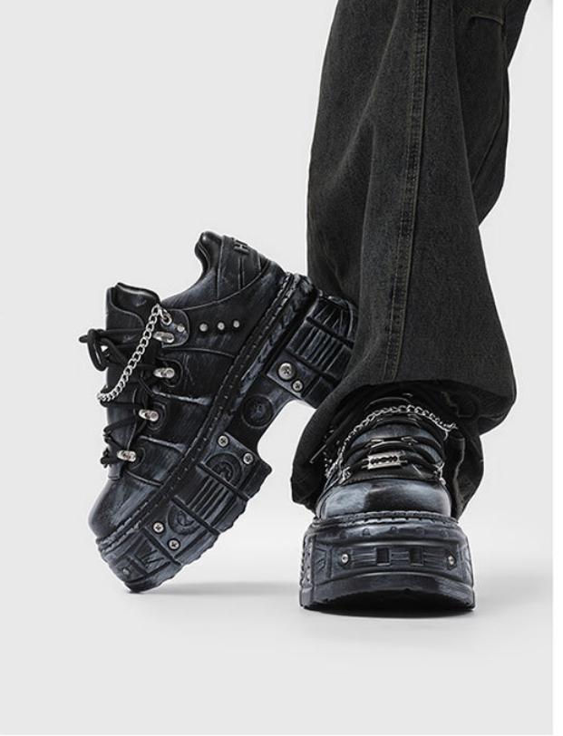 Men's Designer Platform Shoes Vintage Processing Punk Gothic Silhouette Flattering 2026 New