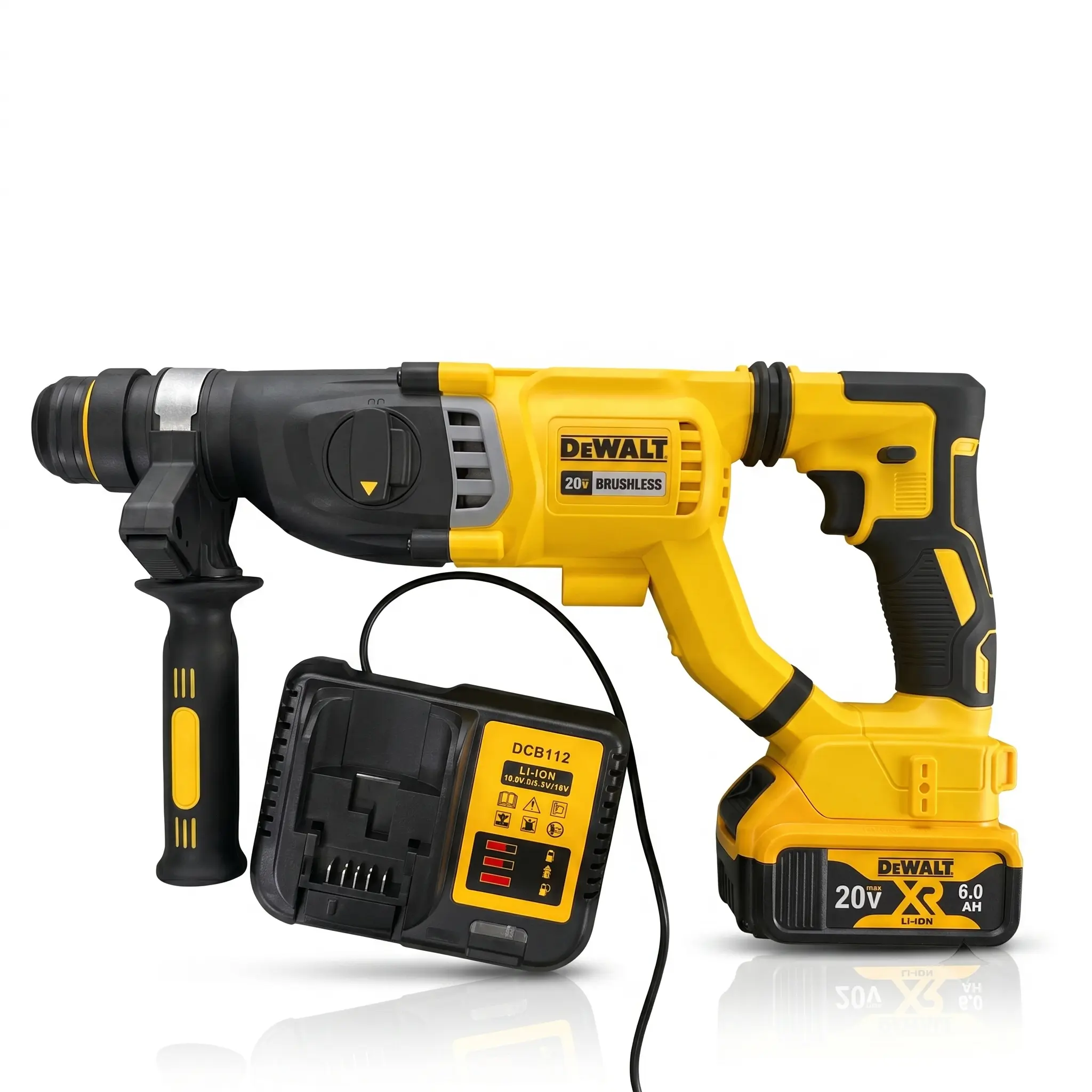DEWALT DCH263 20V XR Brushless SDS Plus Cordless Drill-Driver, 20V Power Tool with 3 Working Modes, Vibration Ctrl, Front Auxiliary LED (Enhances Visibility in Low-Light Conditions), Concrete/Drywall Drill&Chisel Compatibility