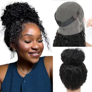 360 Lace Front Wigs Human Hair Hidden Strap Deep Wave Lace Frontal Wig Pre Plucked Drawstring Wig Human Hair 180 Density HD Full Lace Front 360 Wigs For Women (Deep Wig)