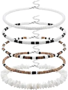 Surfer Puka Shell Beach Choker Necklace, Hawaiian Seashell Necklace for Men and Women, Elegant Chain Design, All Seasons Jewelry, Modern Versatile Accessories
