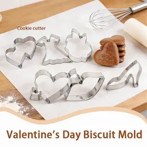 6pcs Heart-Shaped Angel Arrow Cookie Cutter Set, Stainless Steel Baking Molds, Quick Cutting for Dough, Ideal for Valentine's Day Gifts