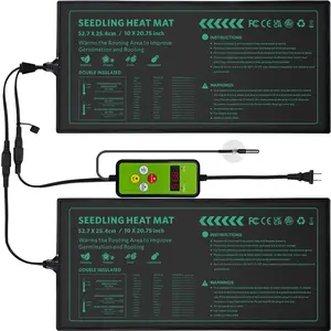 Seedling Heat Mat with Temperature Control Durable   Heating Pad 10"x 20.75" for Germination, Indoor Gardening, Greenhouse
