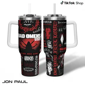 2026 Bad Omens Do You Feel Love Tumbler With Handle, Noah Sebastian Tour Insulated Travel Mug 40oz, Metal Core Alternative Gift Mug