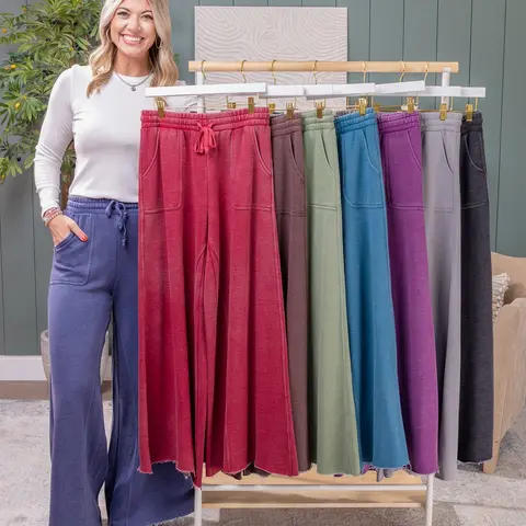 Lived In Raw Hem Wide Leg Pants by DD Design | S-3XL