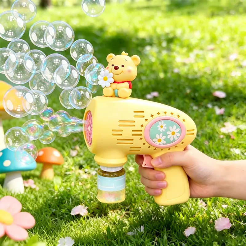 MINISO Winnie The Pooh New Handheld Automatic Bubble Gun Toy for Kids, Safe Non-Toxic Design, Portable Bubble Blower with One-Click Operation, Ideal Birthday & Children’s Day Gift for Girls,Perfect Gift for Mom,#Summervibes