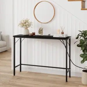9.1" W Narrow Console Table with Outlets, Behind Couch Table for Living Room