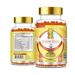 Gummy Bares Natural Multivitamins Gut Support Gummies with Prebiotic Fiber (Inulin) for Digestive Comfort, Gut Microbiome, Gas & Bloating, and Regularity Support | Feel Less Bloated | 120 Ct.