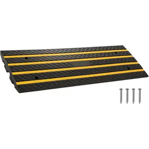 48" Car Driveway Rubber Curb Ramp, 33000 LBS Heavy Duty Low Profile Slope Ramps with Reflective Safety Strips for Vehicles, RVs, and Wheelchairs