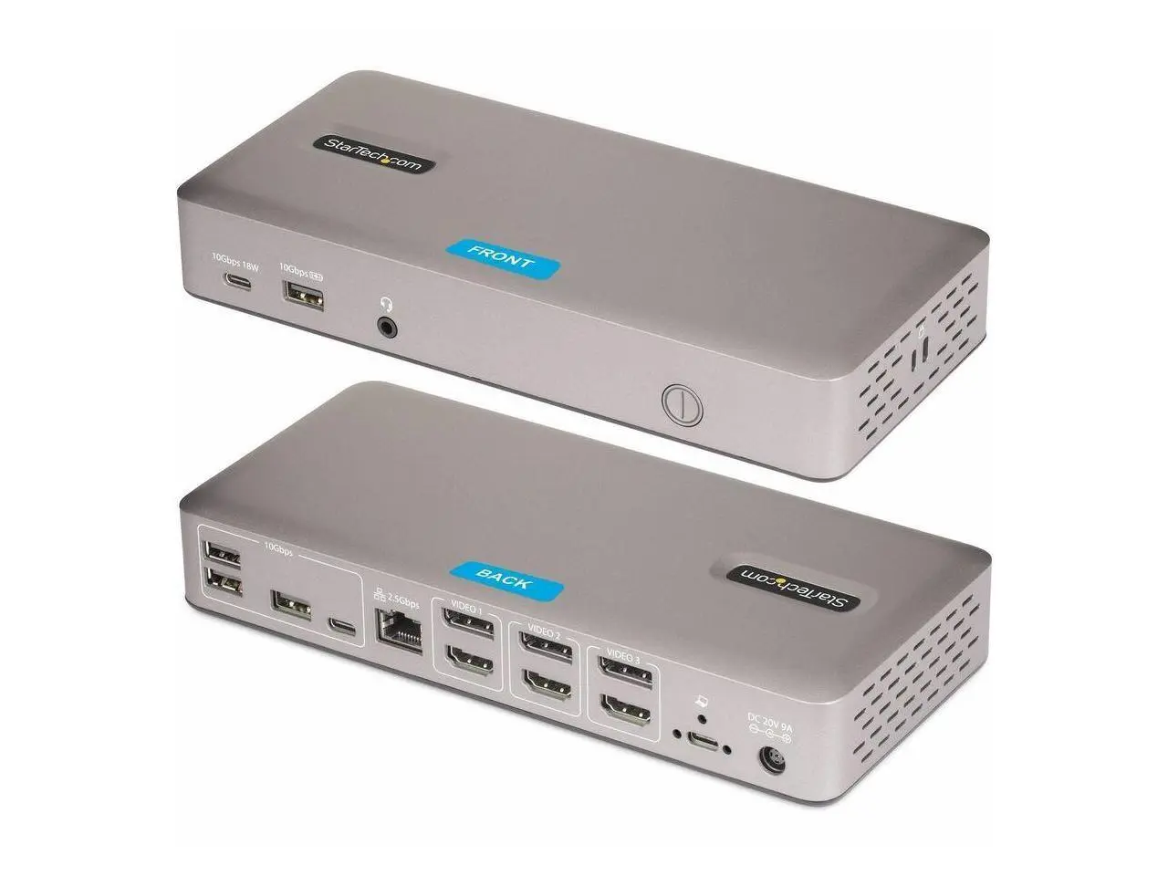 StarTech Triple-Monitor USB4 Docking Station 4K 60Hz HDMI or DisplayPort 6x USB Hub 2.5GbE 100W Charging Driverless USB-C Dock