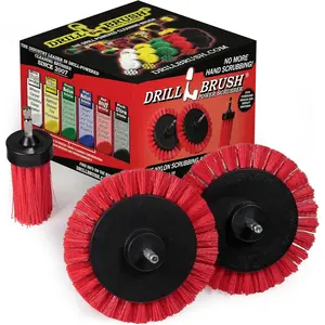 Hard Bristle Cleaning Brush for Crevices and Gaps - Drill Brush Attachments for Cleaning Brick and Cement - Brick Fireplace Cleaner Brushes - Cemetery Headstone Cleaner Kit for Graves