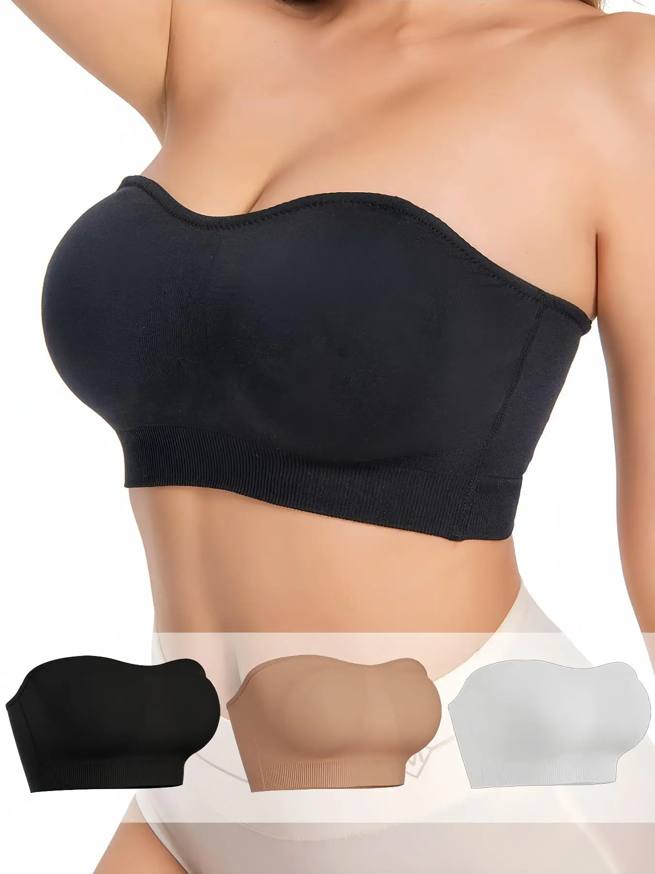 Women's Basic Solid Wireless Bandeau Bra, Casual Comfy Breathable Seamless Lingerie, Minimalist Comfort Lingerie for Women, Bras for Women, Womenswear