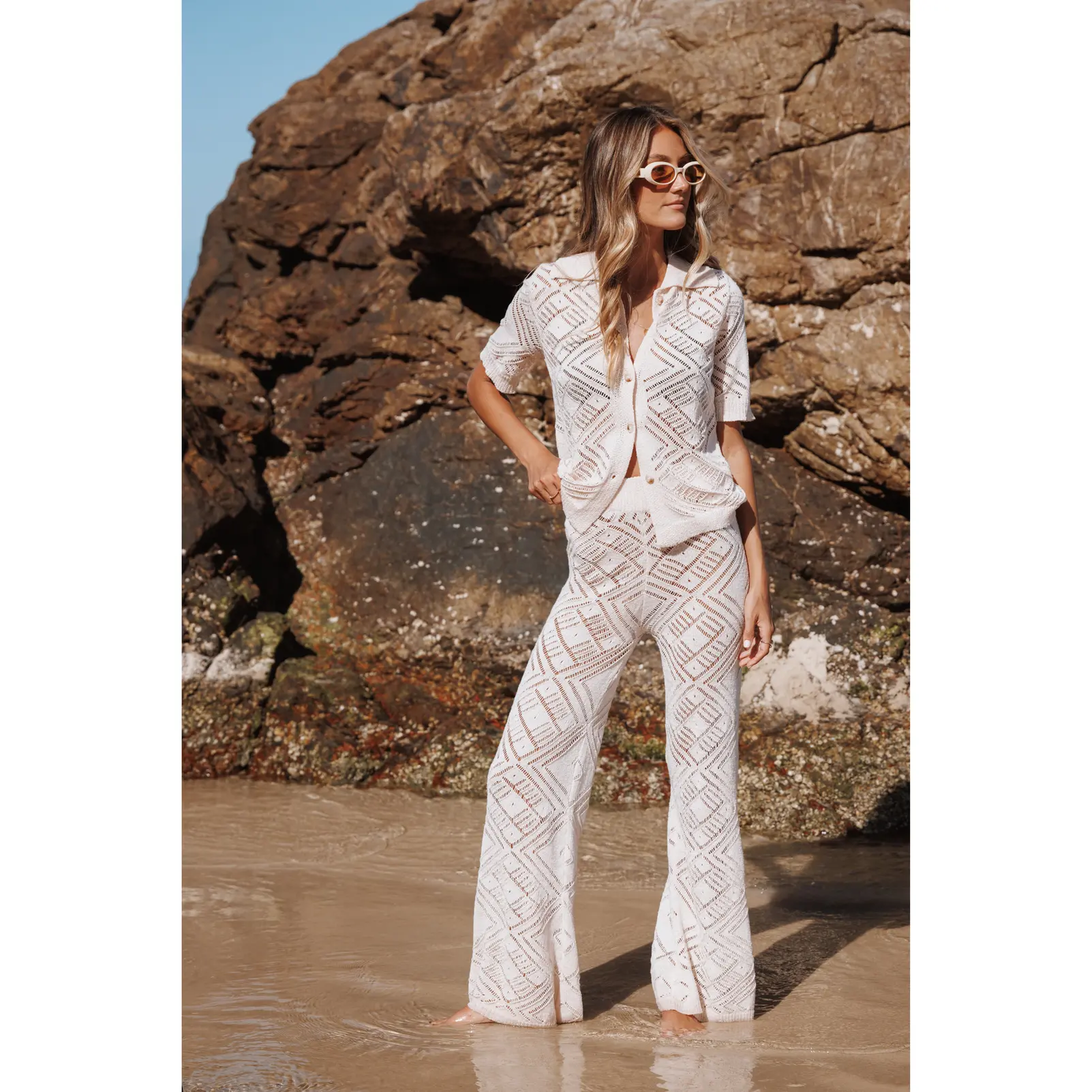 Briony Knit Pant Set - Cream