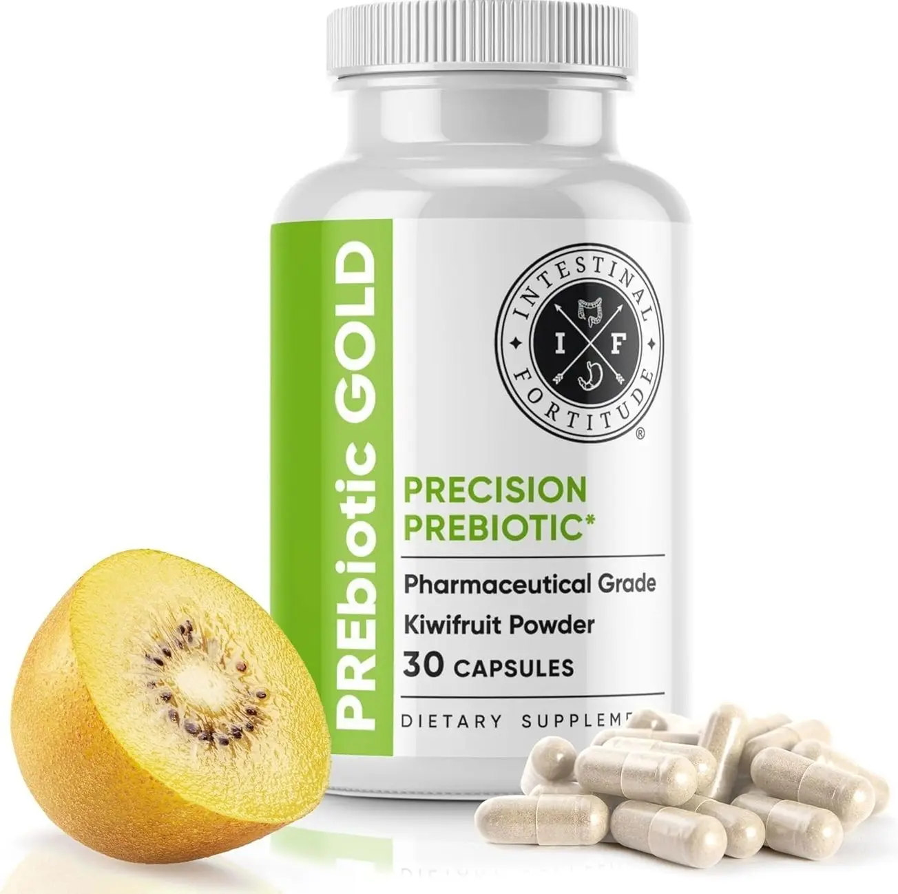 Intestinal Fortitude PREbiotic Gold: Kiwifruit Fiber, Butyrate & Prebiotic Restore Supplement to Support The Gut, Immune & Digestive Support, Anti-Bloating & Leaky Gut Repair, Dairy-Free Capsules