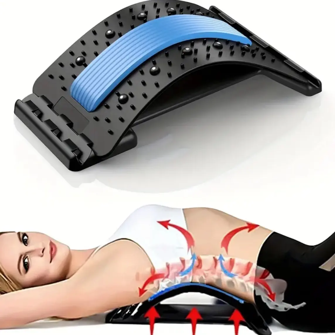 Adjustable Back Stretcher & Corrector for Pain Relief - Lumbar Support Device - Body Care Comfort
