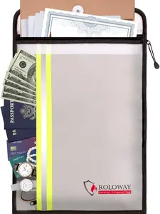 ROLOWAY Fireproof Envelope for Cash, Legal Documents Safe (15 x 11 inch) with 2 Pockets & Waterproof Zipper