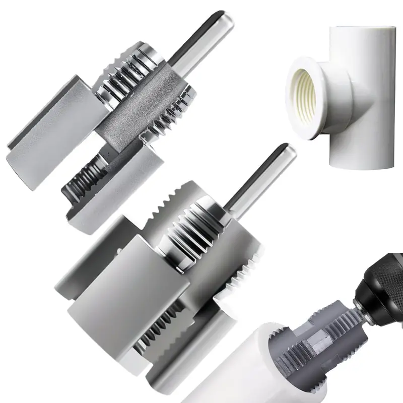 Integrated Internal & External PVC Pipe Thread Cutting Tool, 1/2''-3/4'' Plumbing Multitool for DIY Repairs, Inside Pipe Cutter