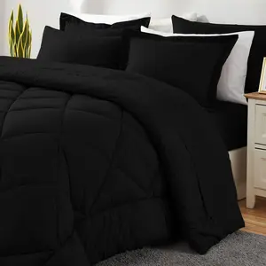 Orbby Black Bed in a Bag 5-Piece Comforter Set – Soft Microfiber All Season Bedding, Cozy Comforter, Deep Pocket Sheet Set, Minimalist Bedroom Essential