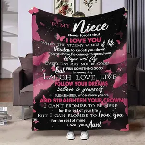 Letter To Niece Pattern Flannel Blanket, Air Conditioning Blanket, Soft Throw Blanket Blanket for Bedroom Living Room Long Sofa, Slogan Print Blanket