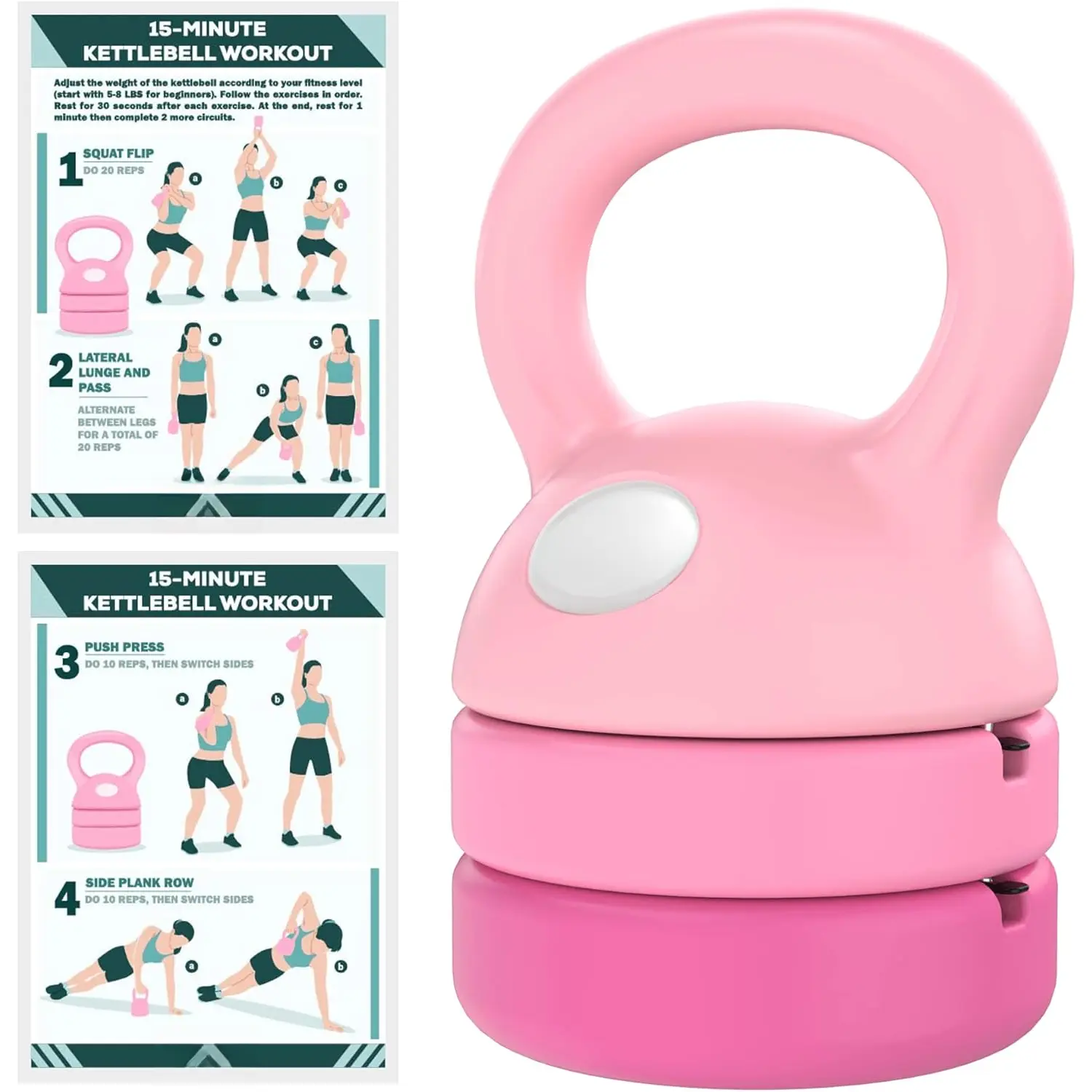 Adjustable Kettlebell | 5 lb - 12 lb | Kettlebells Weights Set for  Gym | Kettle Bell Sets for Women at