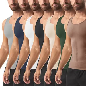 1/2/3/4 Pack Menswear Tummy Control Body Shaper Compression Underwear Shirt Vest Shapewear Breathable Tank Top Lightweight Stretchy Workout Athletic Fabric Clothes Suits Vest Fitness Activewear Gym